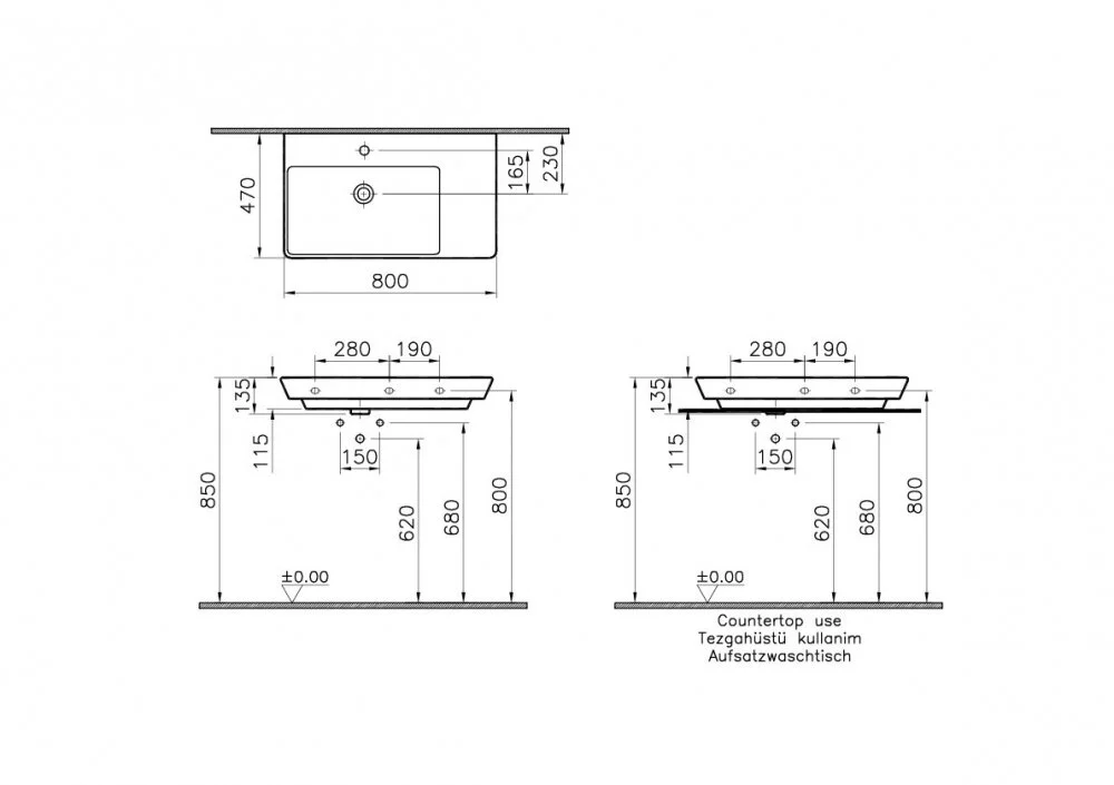 Раковина накладная VitrA T4 4453B003-0973 белый