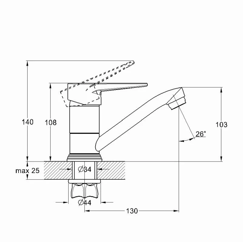 Смеситель для раковины Solone 4f 4F-B045 хром