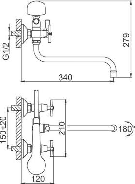 Смеситель для ванны с душем Frud R22118-6