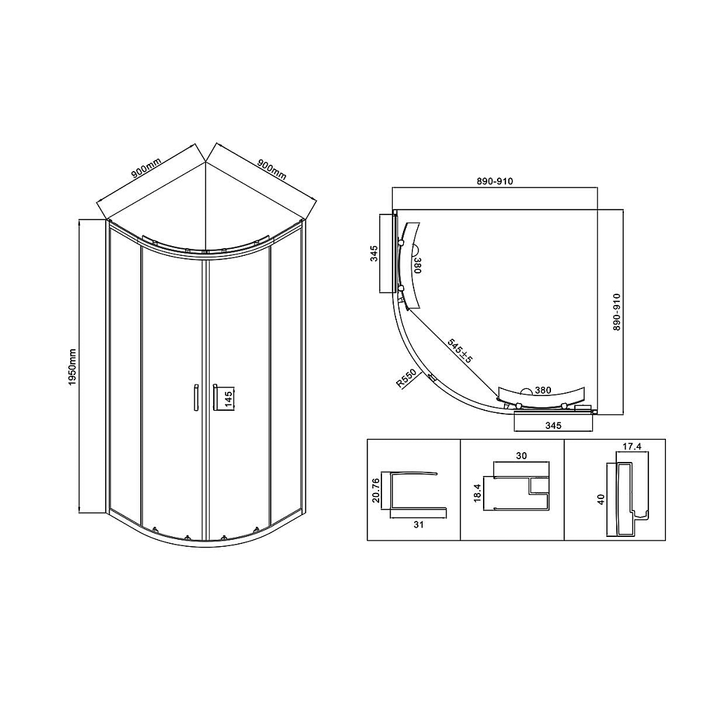 Душевой уголок Vincea City VSQ-5CT900CL 90x90, хром, стекло прозрачное