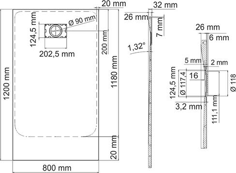 Поддон для душа Wasserkraft Leine 35T06 120 см