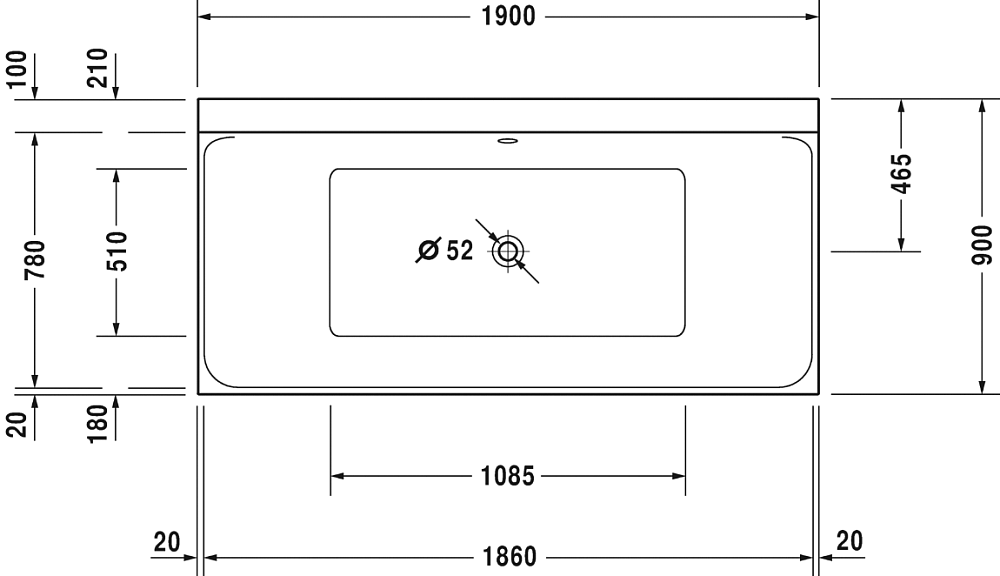 Акриловая ванна Duravit P3 Comforts 190x90 700378 с ножками 790100