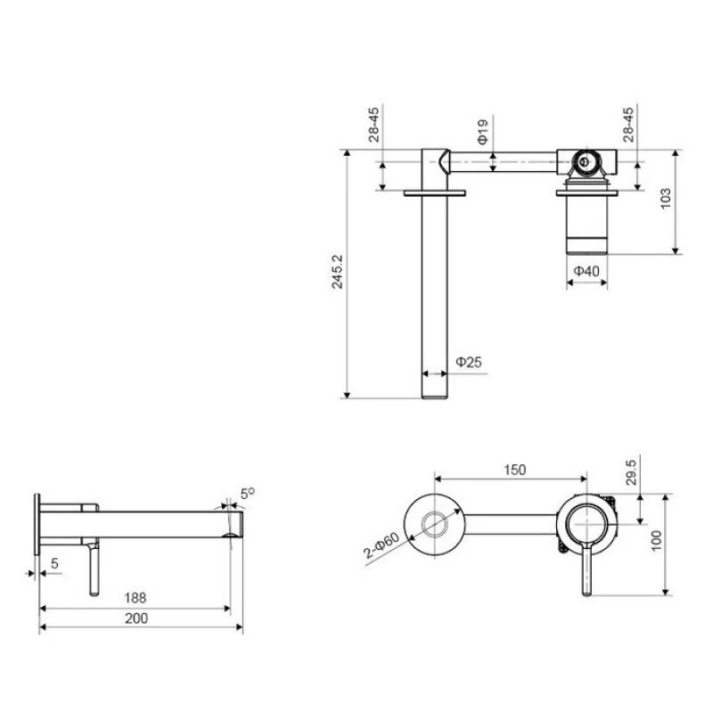 Смеситель для раковины Excellent Pi AREX.1214GL золото