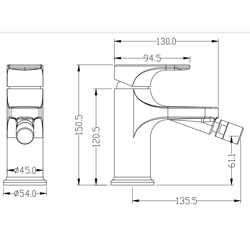 Смеситель для биде Boheme Spectre 456-B, чёрный