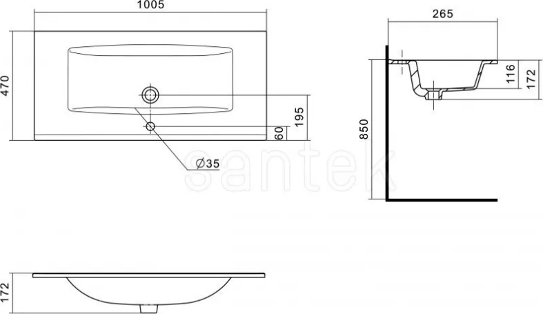 Мебельная раковина Santek Элина 100 1WH501627, белый