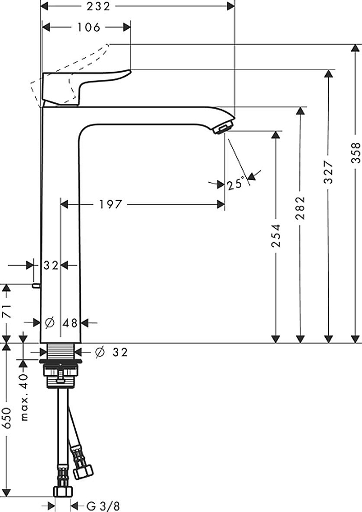 Смеситель для раковины Hansgrohe Metris 31082000, хром