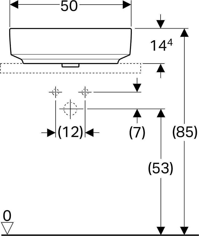 Раковина накладная 40x50 см Geberit VariForm 500.776.01.2 без отверстия перелива, белый