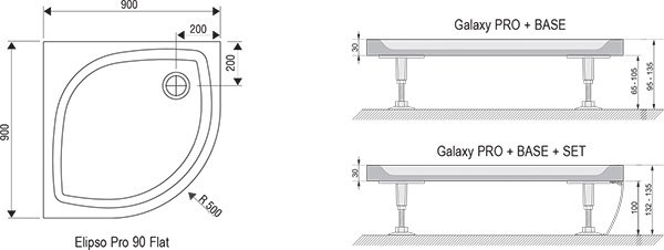 Поддон для душа Ravak Elipso Pro-90 Flat белый XA237711010