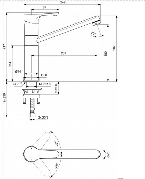 Смеситель для кухни Ideal Standard Ceraplan III BC813U4 хром, черный