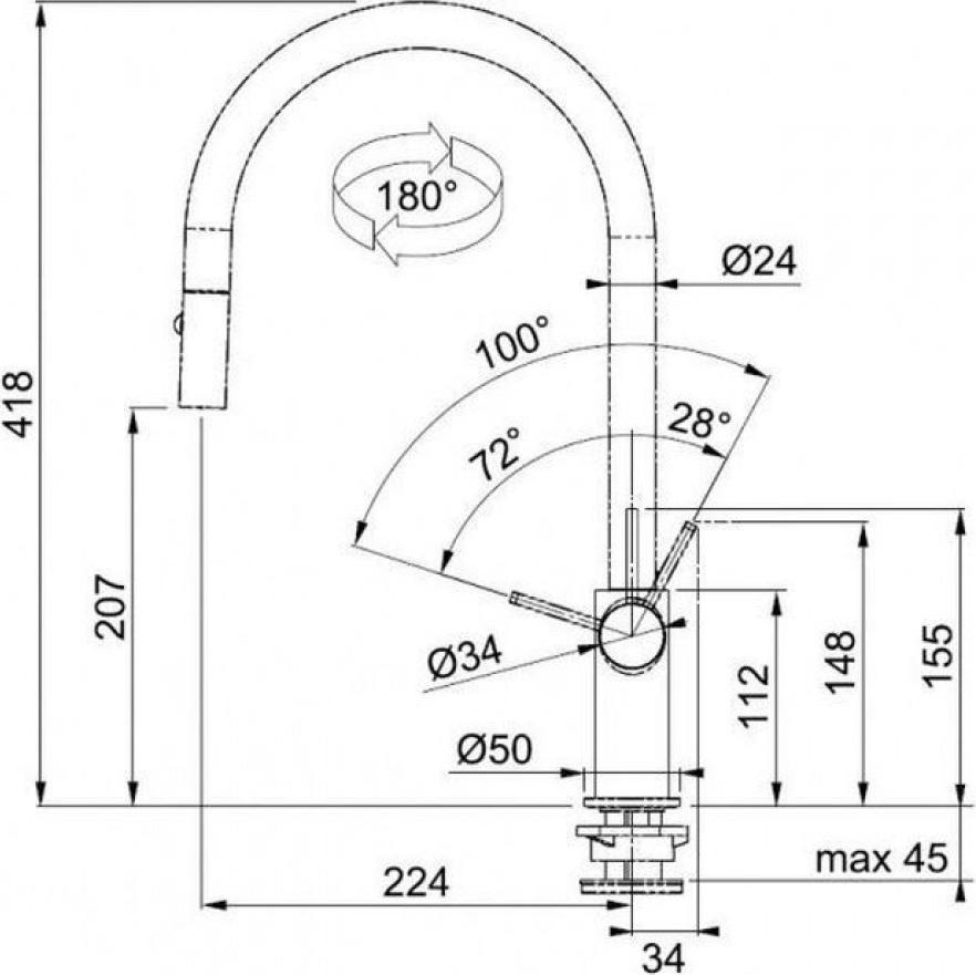 Смеситель для кухонной мойки Franke Ambient Pull Out 115.0289.520, хром/ваниль