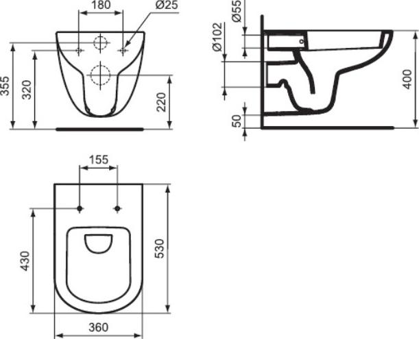 Комплект инсталляция с подвесным унитазом Ideal Standard Tempo с сиденьем + белая клавиша смыва