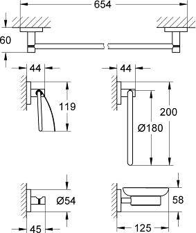 Набор аксессуаров для ванны Grohe Essentials 40344001