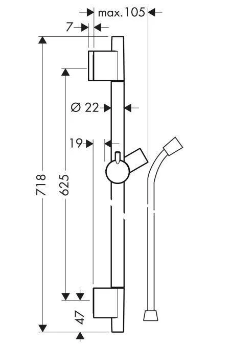 Штанга для душа Hansgrohe Unica’S Puro 60 см, 28632000, хром