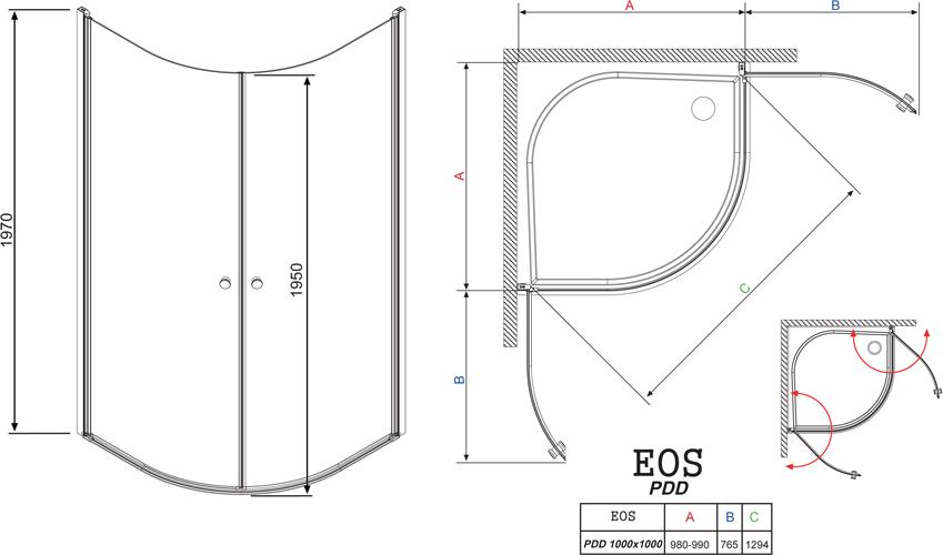 Душевой уголок Radaway EOS PDD 100 прозрачное стекло