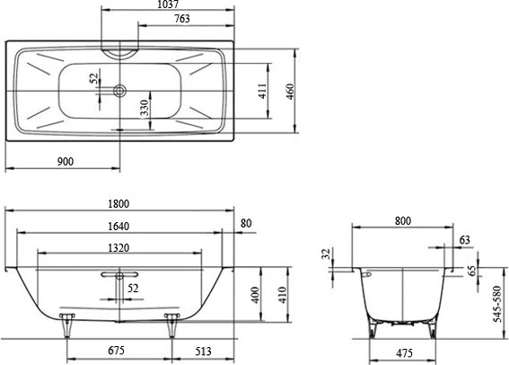 Стальная ванна Kaldewei Cayono Duo 180x80 272500010001, белый