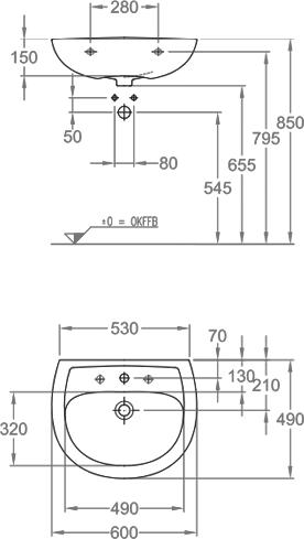 Раковина 60 см Geberit Renova 223060000, белый