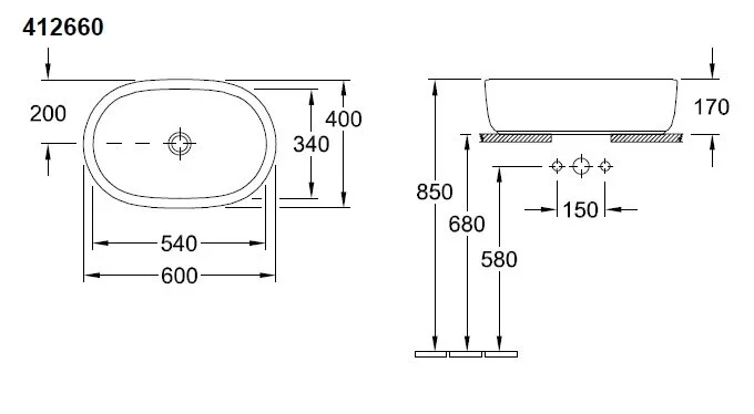 Раковина накладная Villeroy&Boch Architectura 41266001 белый