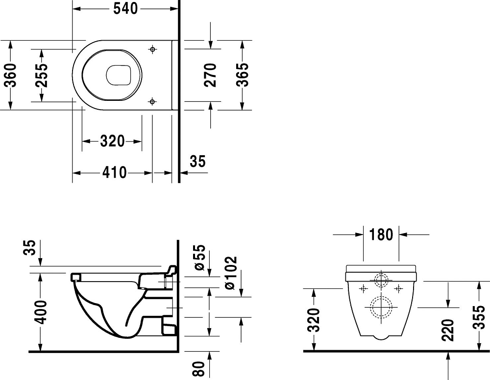 Подвесной унитаз Duravit Starck 3 2200090000