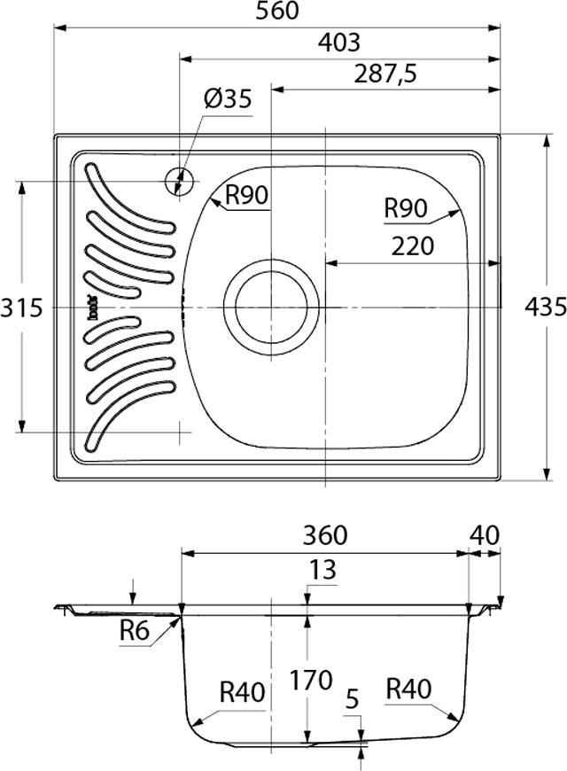 Кухонная мойка Iddis Focus FOC56MRi77, хром матовый