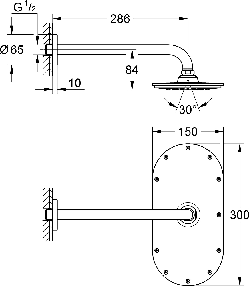 Верхний душ Grohe Rainshower Veris 300 26058000