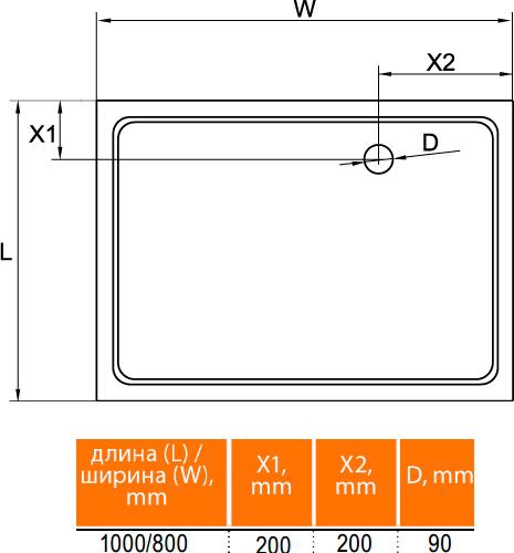 Поддон для душа Cezares SMC AH 100x80 см