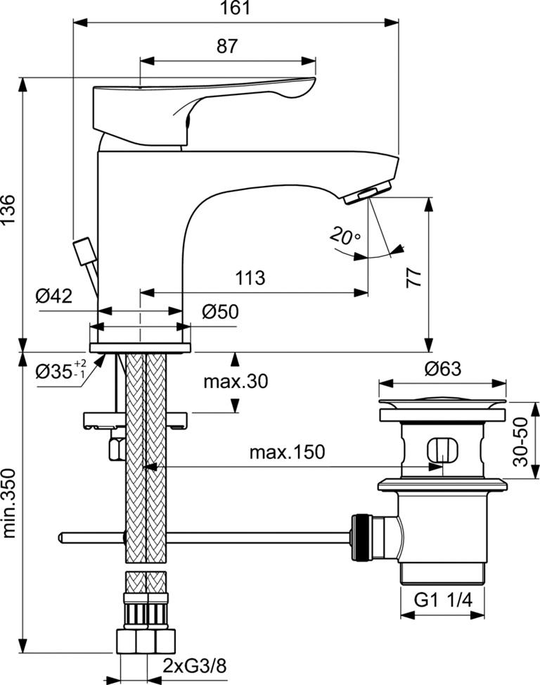 Смеситель для раковины Ideal Standard Dot 2.0 BC320AA, хром