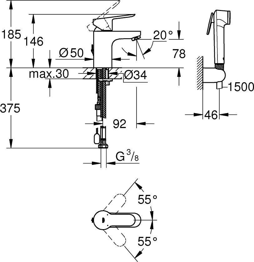 Смеситель для раковины Grohe BauEdge 23757000, хром