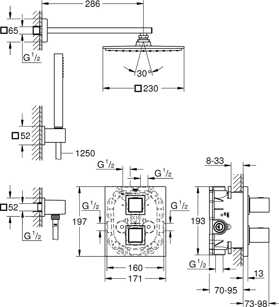 Душевой комплект Grohe Grohtherm Cube 34506000