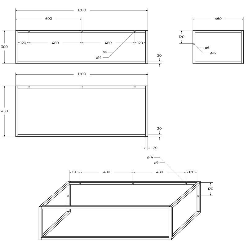 Консоль для раковины BelBagno Etna-Kraft EK-120-ST 120 см, черный матовый