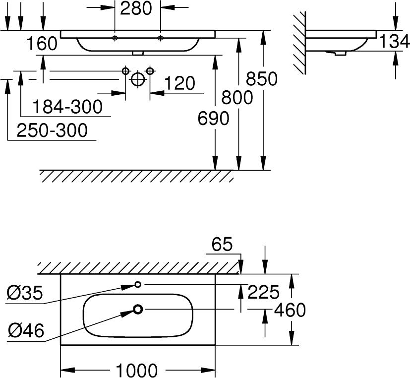 Раковина Grohe Euro Ceramic 3958500H 100 см