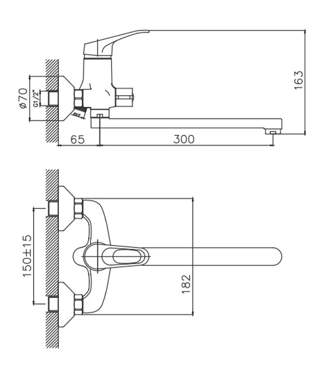 Смеситель для ванны с душем Cron CN13 CN2213 хром