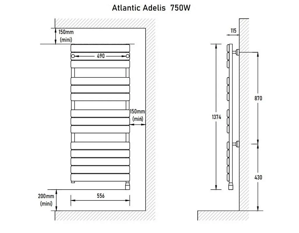 Полотенцесушитель электрический Atlantic Adelis 2241 серый