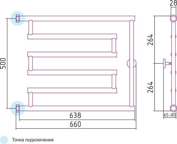 Полотенцесушитель водяной Сунержа High-tech L 50x65