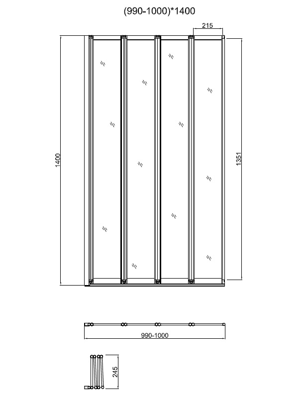 Душевая шторка на ванну Vincea VSB-31100CL 100x140, хром, стекло прозрачное