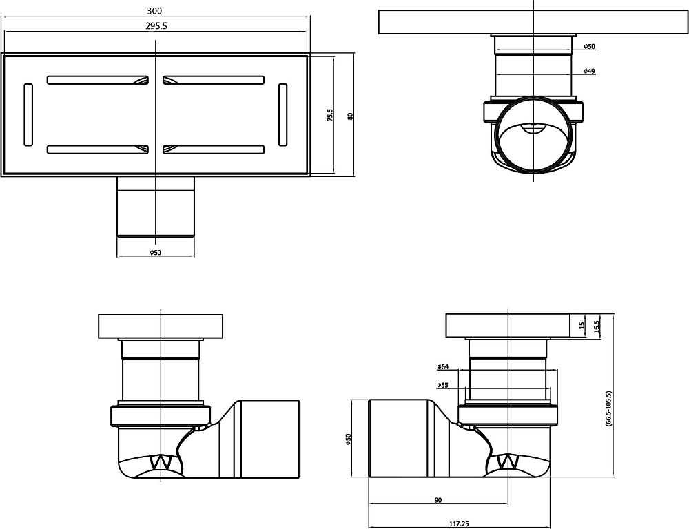 Душевой лоток Magdrain J300G50-BL