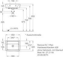 Раковина 45 см Geberit (Keramag) Renova Nr. 1 Plan 272148000, белый