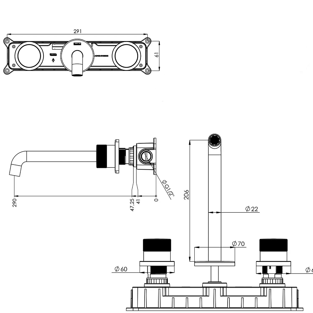 Смеситель для раковины Teska Tria E5218 черный