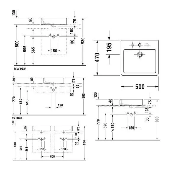 Раковина накладная Duravit Vero 452500000 белый