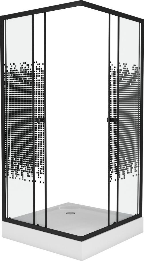 Душевой уголок 100х100 Niagara NG-010-14Q BLACK стекло мозаика