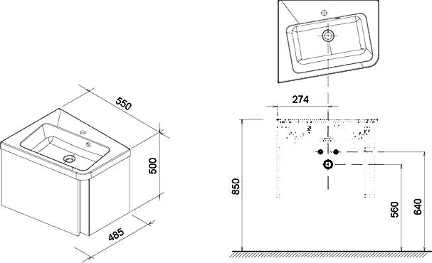 Тумба с раковиной Ravak SD 10° 55 тёмный орех L