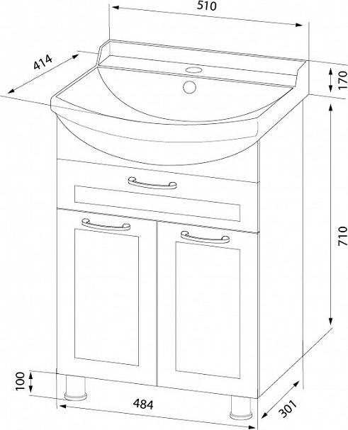 Тумба с раковиной Iddis Kantri 50 KAN50W3i95K, бежевый