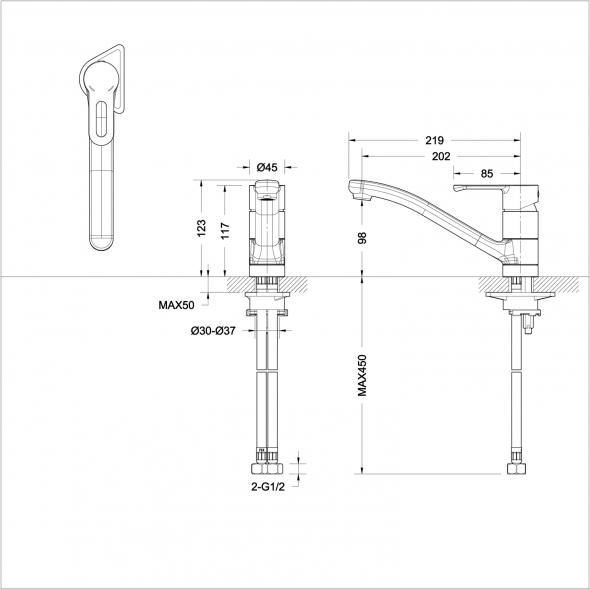 Смеситель для кухни Bravat Stream-D F737163BM-1, черный