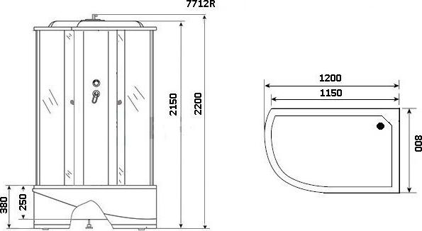 Душевая кабина Niagara Lux 7712GR 120x80x220, золото