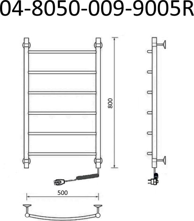 Электрический полотенцесушитель Маргроид B4 04-8050-009-9005R 50x80 см черный