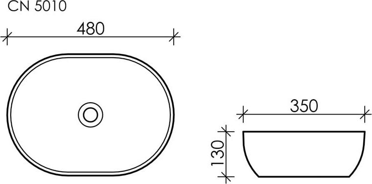 Раковина накладная 48 см Ceramica Nova Element CN5010, белый