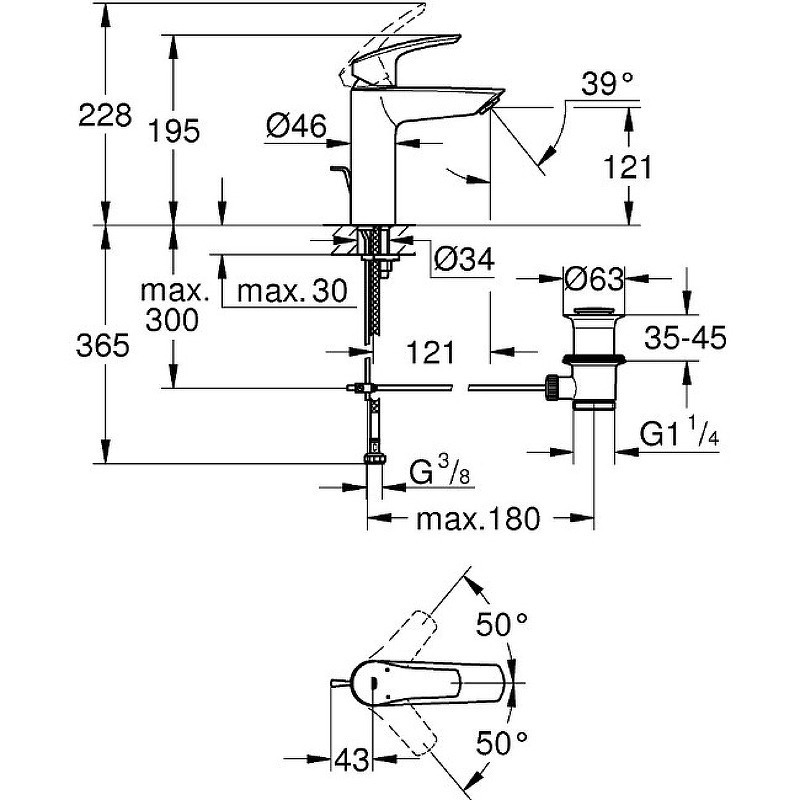 Смеситель для раковины Grohe Eurosmart 23322003 хром