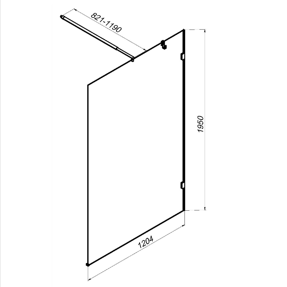 Душевая перегородка Am.Pm X-Joy W94UWI-120-F1-BTE стекло прозрачное, профиль черный