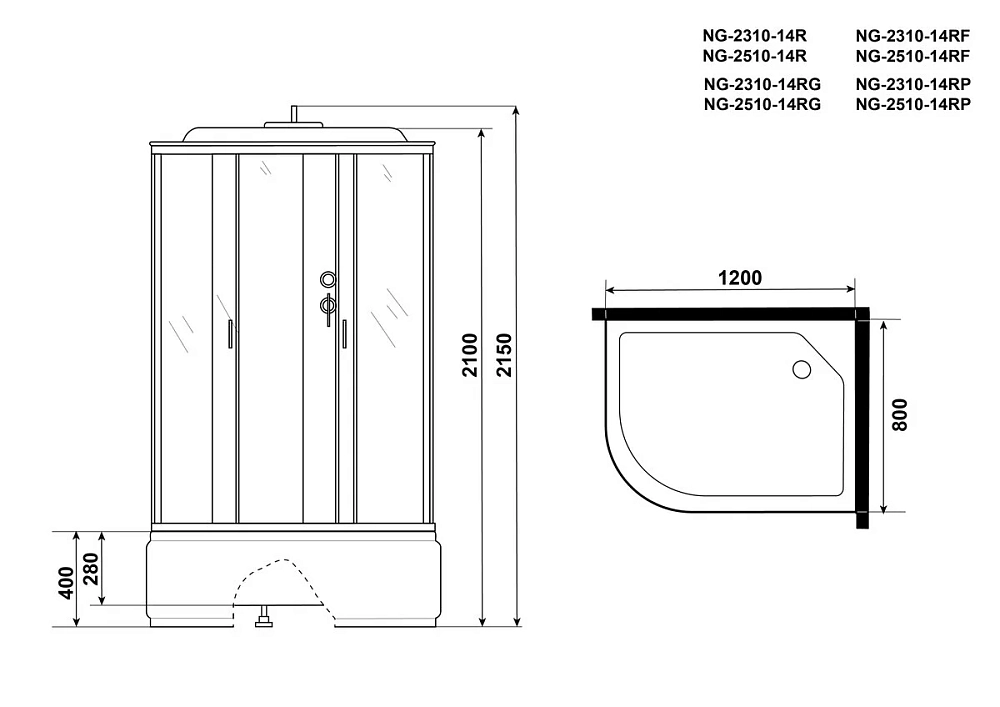 Душевая кабина Niagara NG-2510-14L