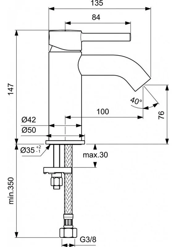 Смеситель для раковины Ideal Standard Ceraline BC268XG черный