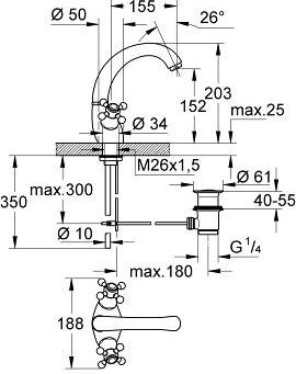 Смеситель для раковины Grohe SINFONIA 21014000